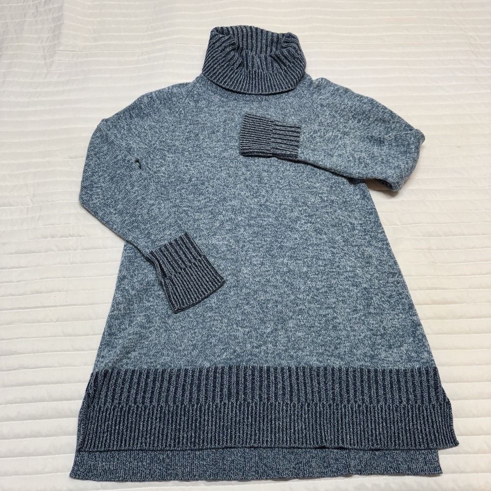 Isaac Mizrahi Live! Blue Marled Turtleneck Tunic Sweater Medium